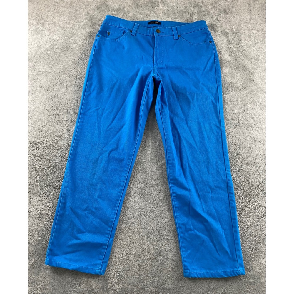Nine West Jeans Womens 14 Electric Blue Straight Leg Denim Pants Waist 31 14/31